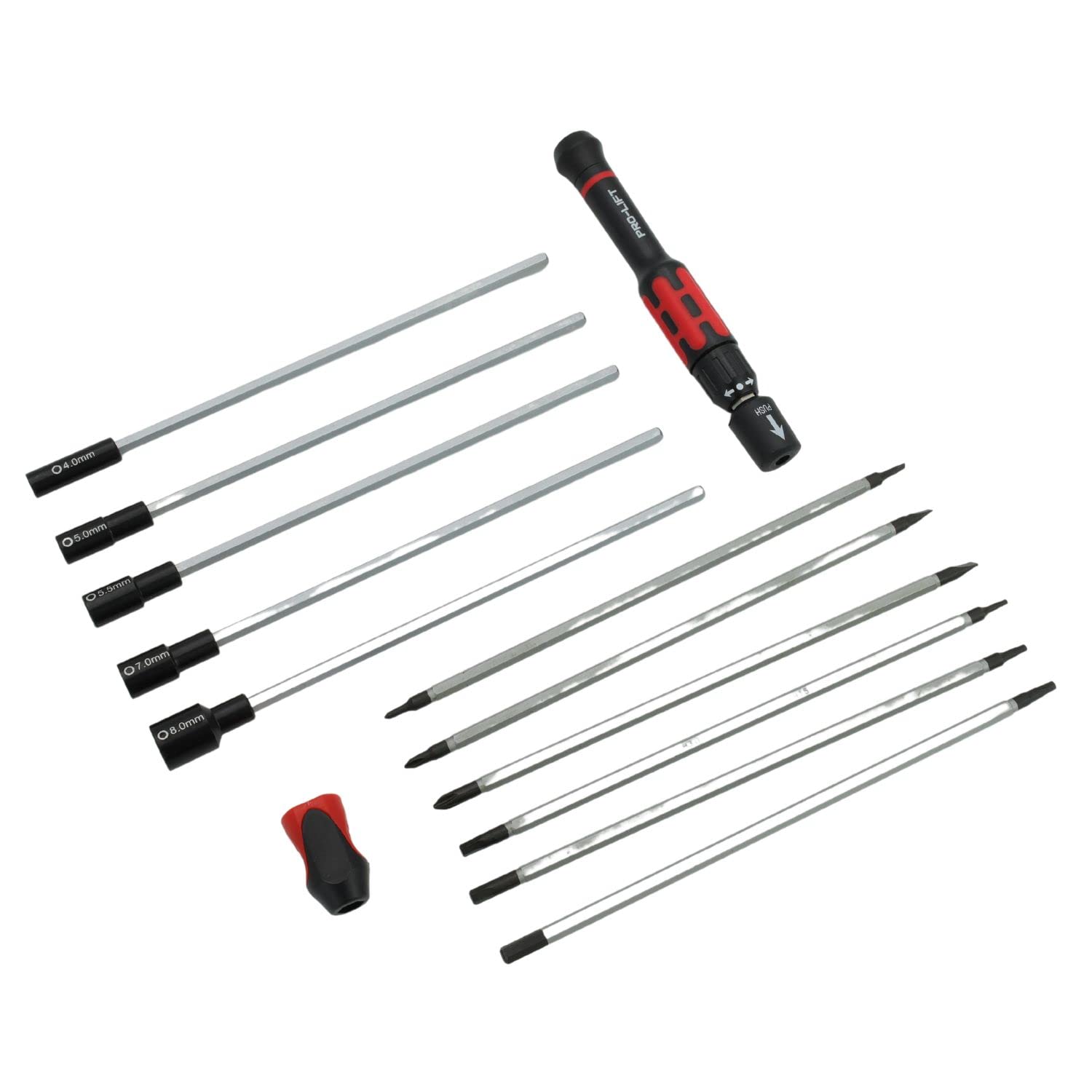 Pro - Lift Nut Driver Set - 19 in 1 Precision Handle with Gearless Ratchet - Bits and Nut Drivers Packed in Storage Case - Made in Taiwan - Pro - Lift