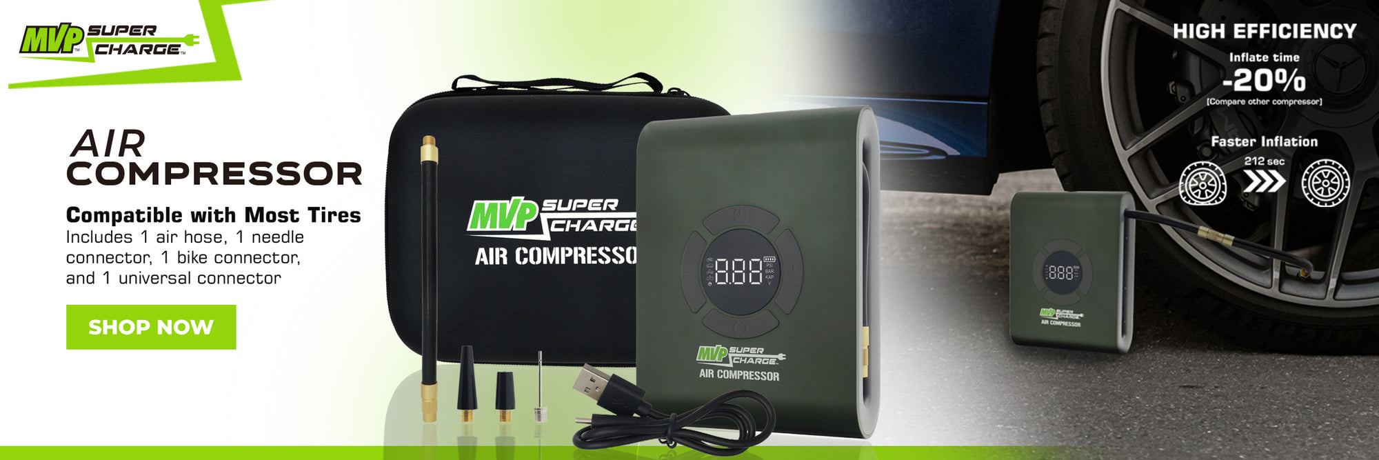 MVP SuperCharge portable air compressor and tire inflator