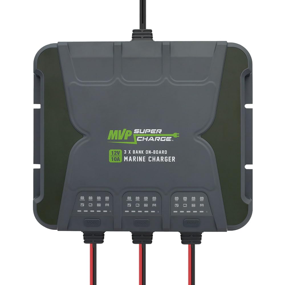 MVP Supercharge Marine Battery Charger - 30A 3 - Bank (10A/Bank) Onboard 12V Waterproof Boat Charger - Pro - Lift