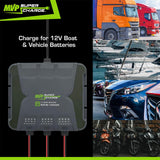 MVP Supercharge Marine Battery Charger - 30A 3 - Bank (10A/Bank) Onboard 12V Waterproof Boat Charger - Pro - Lift