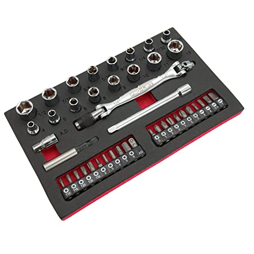 Pro - Lift 42 - Piece Socket Set - Packed with Multi Functional Handle Bits Sockets Adapter and more - Pro - Lift