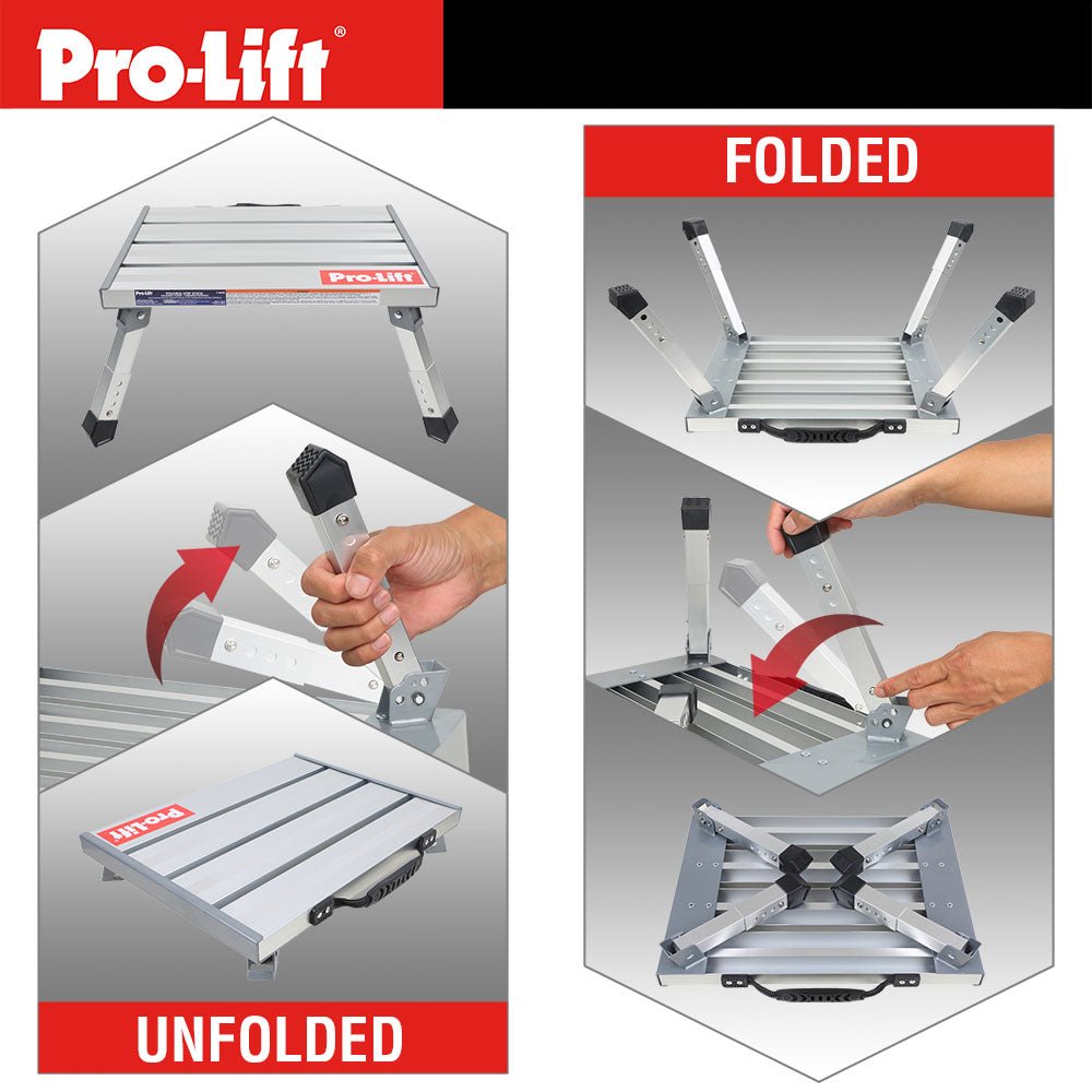 Pro - Lift Adjustable Height Folding Step Stool - Pro - Lift