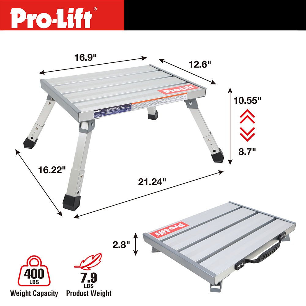 Pro - Lift Adjustable Height Folding Step Stool - Pro - Lift