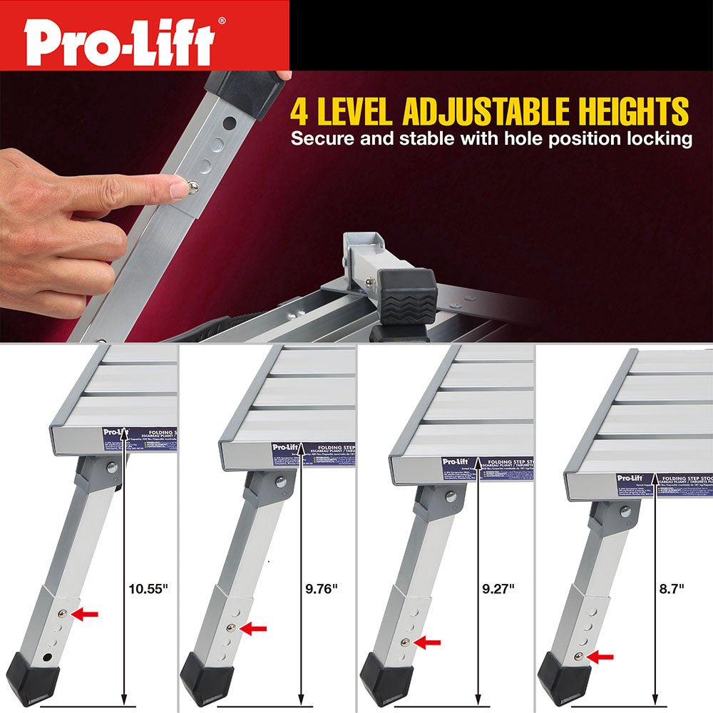 Pro - Lift Adjustable Height Folding Step Stool - Pro - Lift