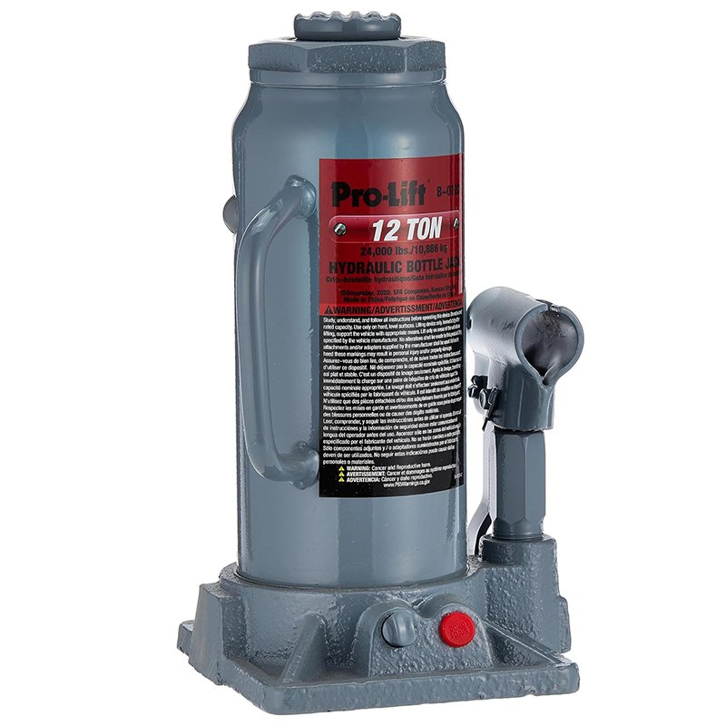 Pro - Lift B - 012D Grey Hydraulic Bottle Jack - 12 Ton Capacity - Pro - Lift