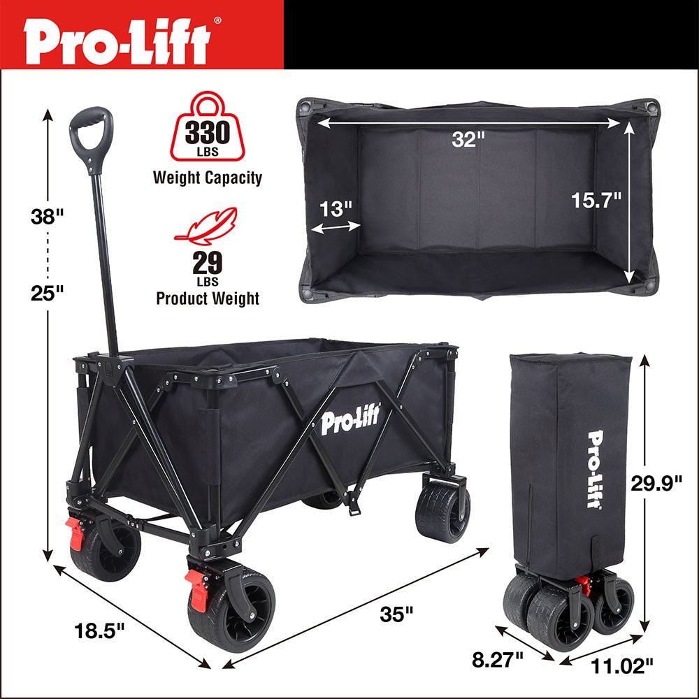 Pro - Lift Collapsible Folding Wagon – Black - Pro - Lift