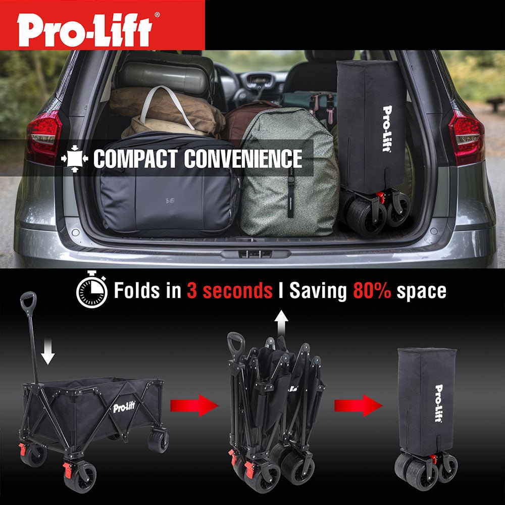 Pro - Lift Collapsible Folding Wagon – Black - Pro - Lift