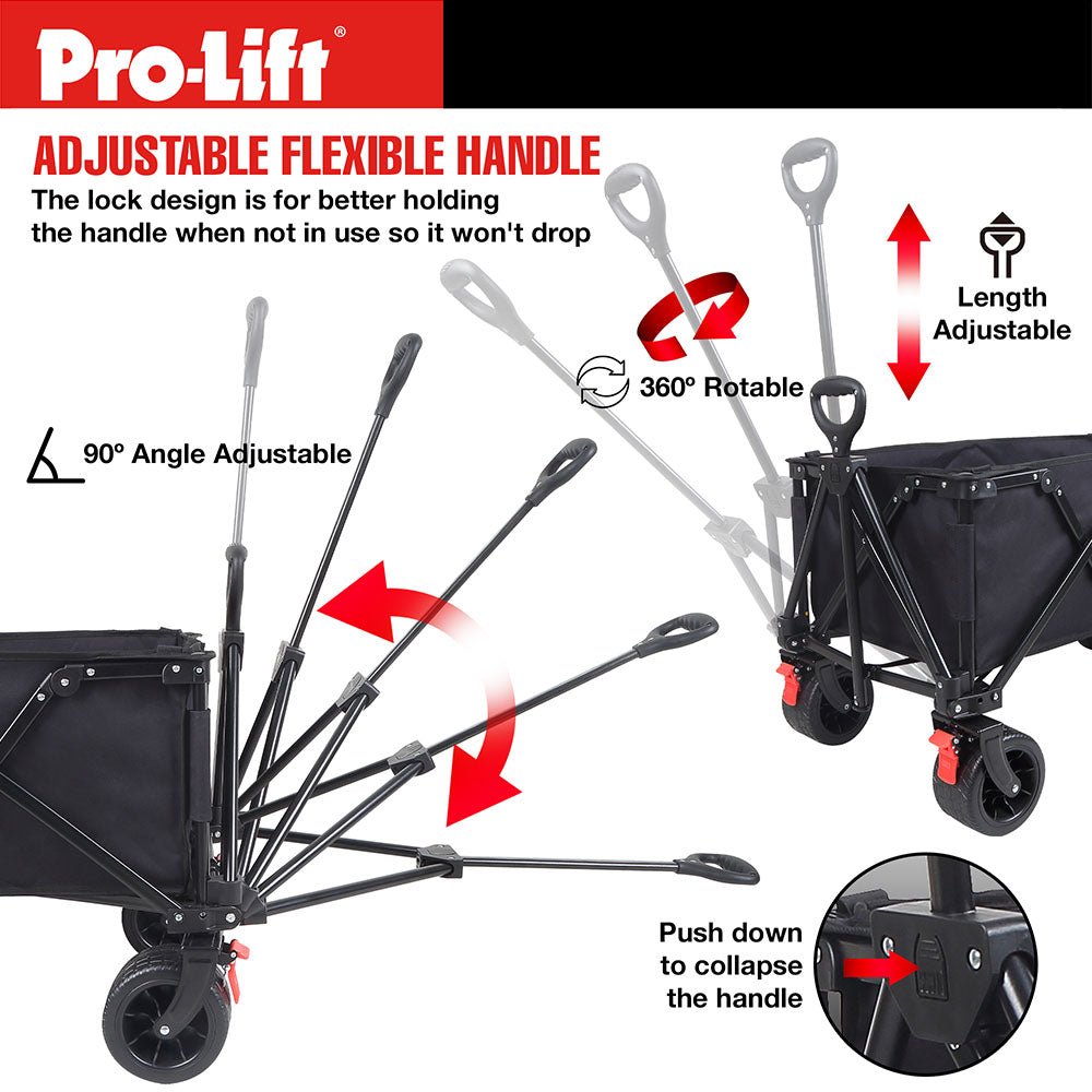 Pro - Lift Collapsible Folding Wagon – Black - Pro - Lift