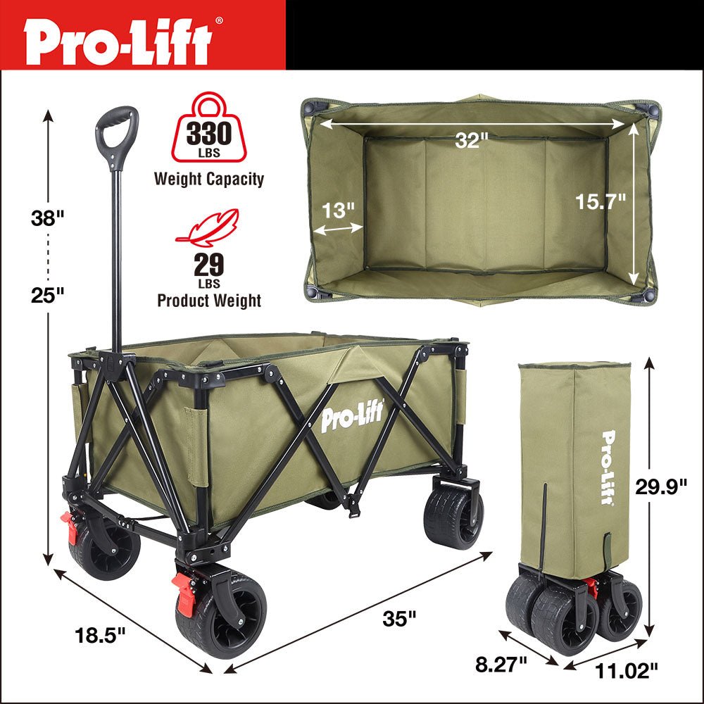 Pro - Lift Collapsible Folding Wagon – Green - Pro - Lift