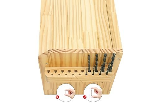 Pro - Lift Cordless Drill Organizer – wall mount power tool storage rack, 5 hanging slots, wooden M - 003W - Pro - Lift