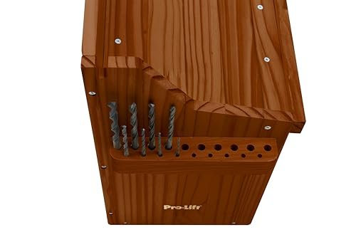 Pro - Lift Cordless Drill Organizer – wall mount power tool storage rack, 5 hanging slots, wooden M - 004W2 - Pro - Lift