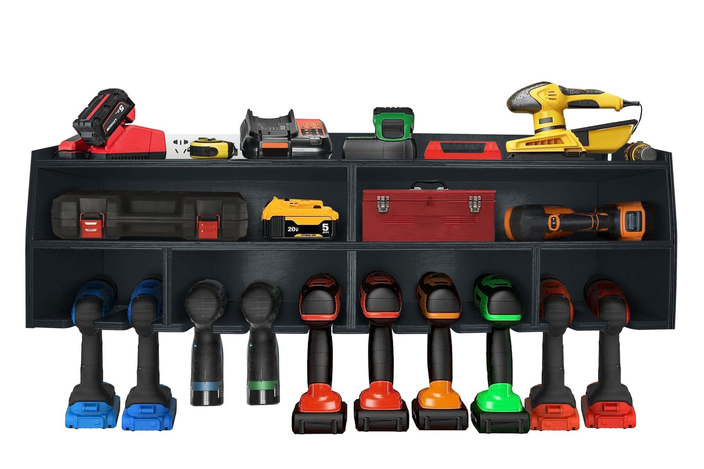 Pro - Lift Cordless Drill Organizer – Wall Mount Power Tool Storage Rack with 10 Hanging Slots - Pro - Lift