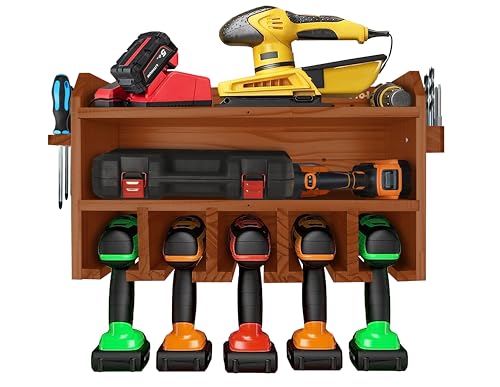 Pro - Lift Cordless Drill Organizer – Wall Mount Power Tool Storage Rack with 5 Hanging Slots - Pro - Lift