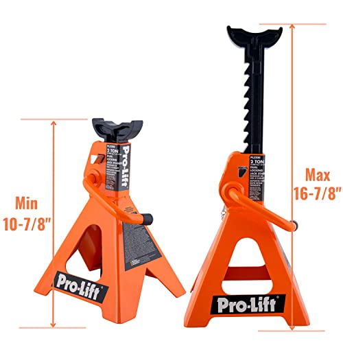 Pro - Lift Double Pin Jack Stands – Heavy Duty 2 Ton in Pair with Ratchet Bar and Mobility Pin Design - Pro - Lift