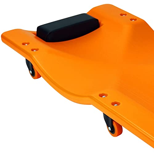 Pro - LifT Mechanic Plastic Creeper 36 Inch - Blow Molded Ergonomic HDPE Body with Padded Headrest - 300 Lbs Capacity Orange - Pro - Lift