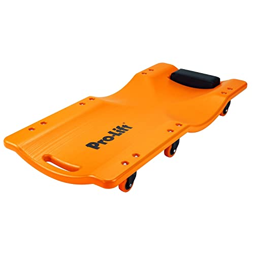 Pro - LifT Mechanic Plastic Creeper 36 Inch - Blow Molded Ergonomic HDPE Body with Padded Headrest - 300 Lbs Capacity Orange - Pro - Lift