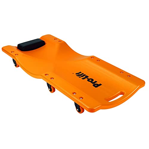 Pro - LifT Mechanic Plastic Creeper 36 Inch - Blow Molded Ergonomic HDPE Body with Padded Headrest - 300 Lbs Capacity Orange - Pro - Lift