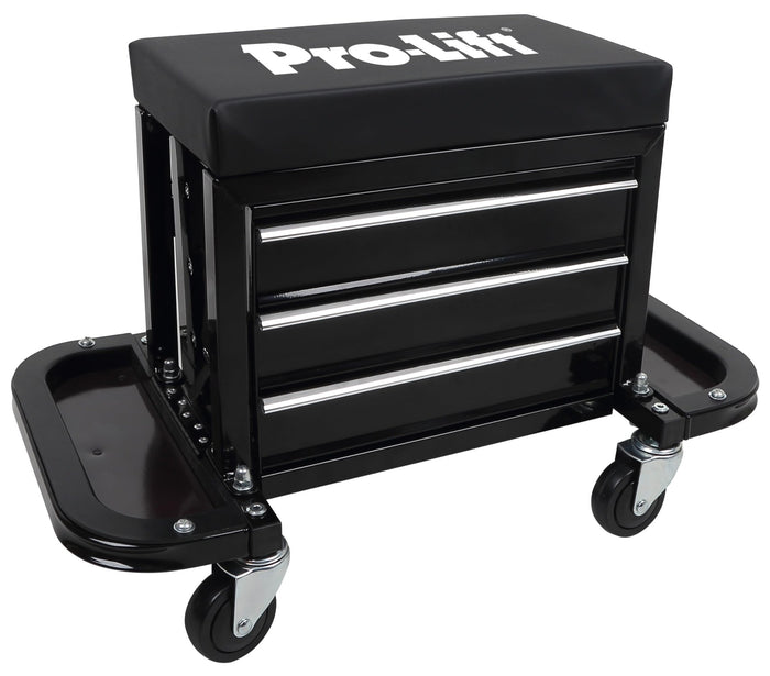 Pro - Lift Mechanic Roller Seat with Tool Box - 3 - Drawer Rolling Tool Chest Stool with Padded Seat Cushion for Garage Creeper – 400 Lbs Capacity - Pro - Lift