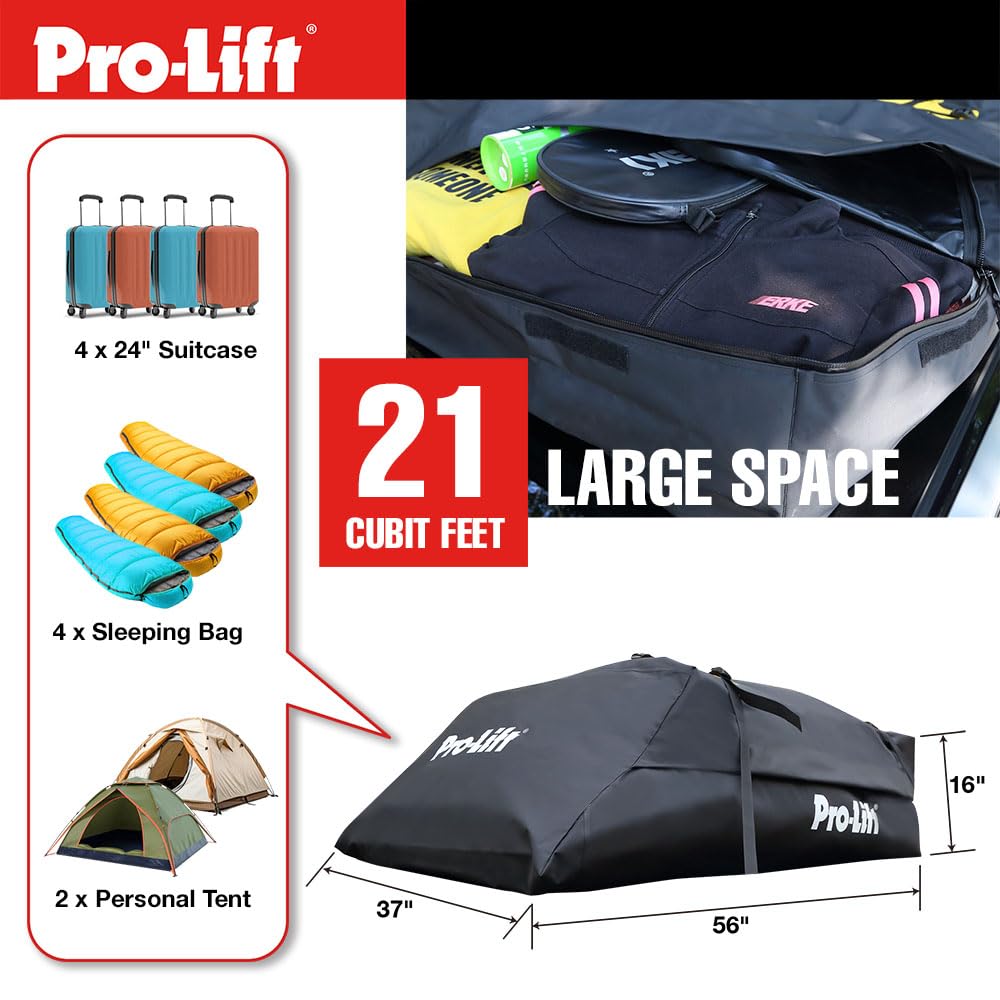 Pro - Lift Rooftop Cargo Carrier Waterproof – 21 Cubic Feet - Pro - Lift