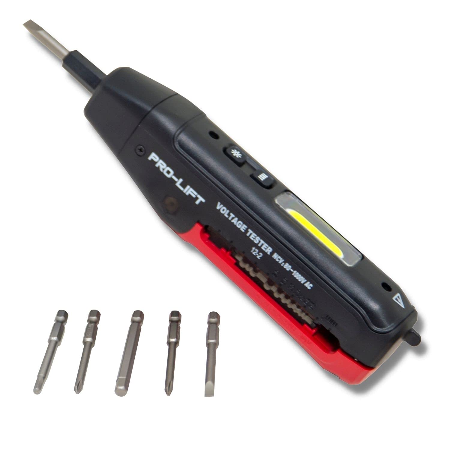 Pro - Lift Screwdriver Voltage Tester and Wire Stripper: Strips 8 - 20 AWG, cuts 12 - 20 AWG, and detects non - contact voltages over 80V AC - Pro - Lift