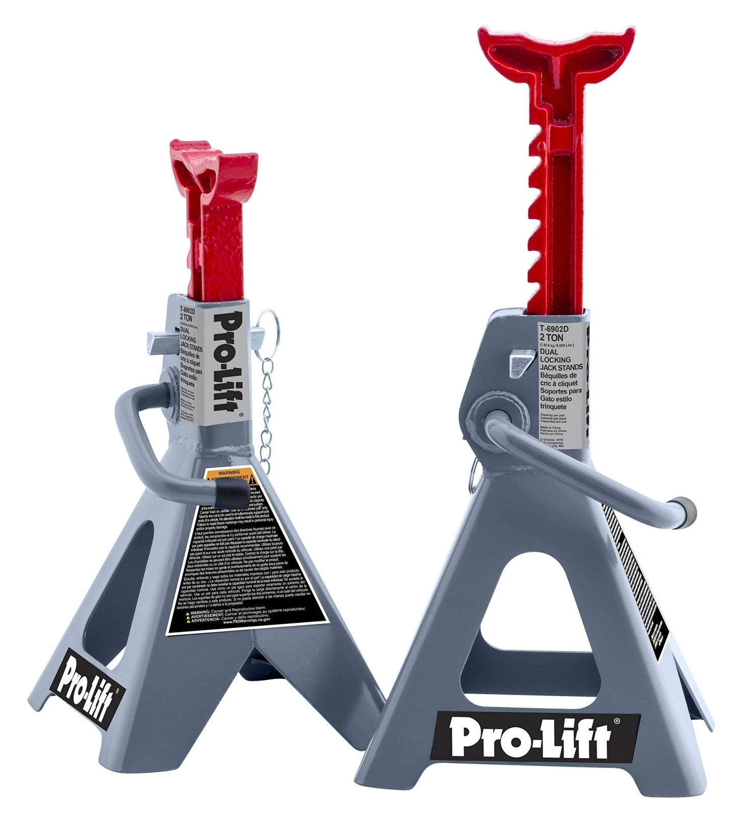 Pro - LifT T - 6902D Double Pin Jack Stand - 2 Ton, 1 Pack , Gray - Pro - Lift