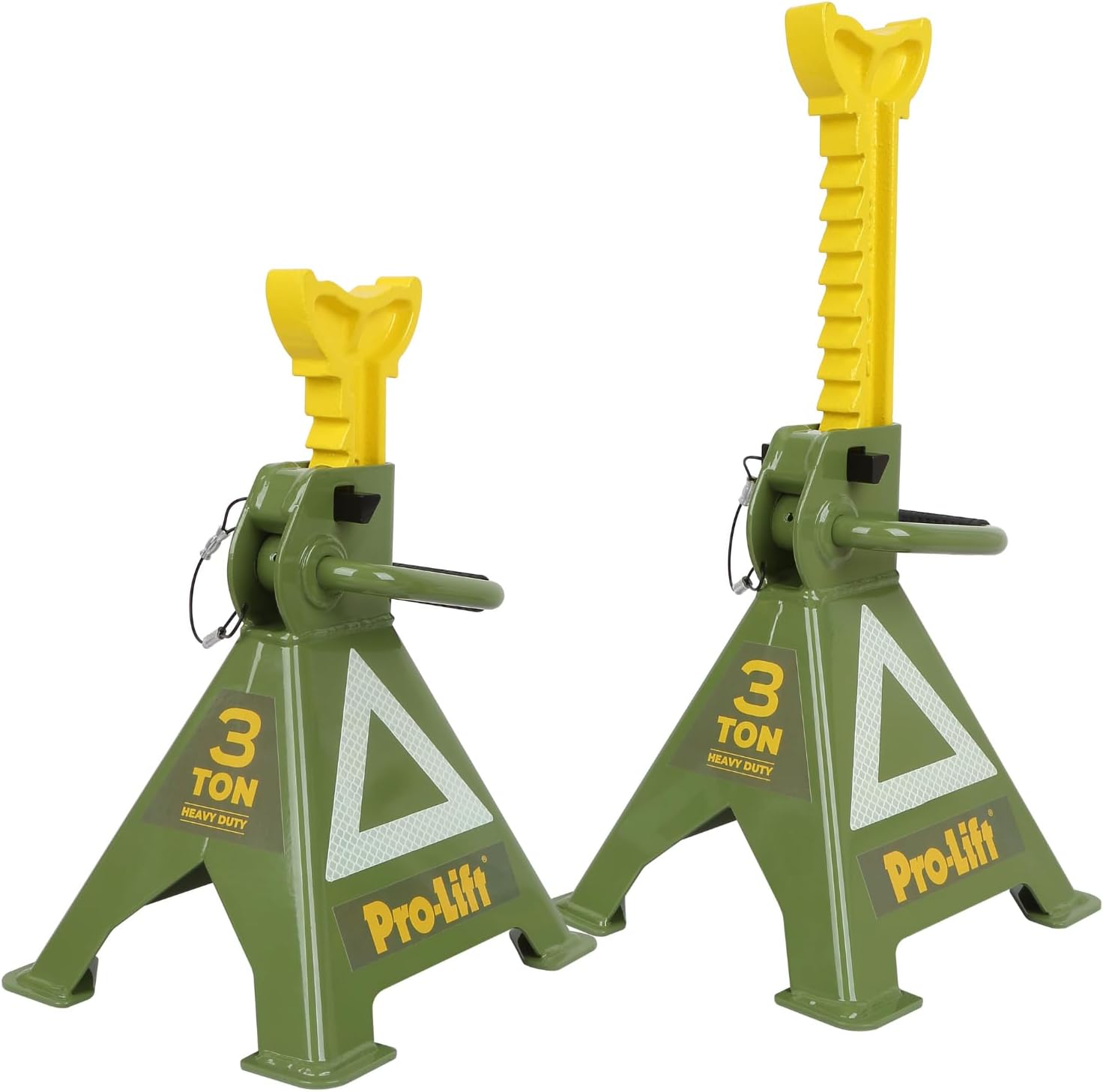 Pro - Lift Trifecta 2 - Ton Jack Stand Pair with Reflective Glow - in - the - Dark Safety Triangle, Double Locking Pins, and Extra - Wide Stable Base - Pro - Lift