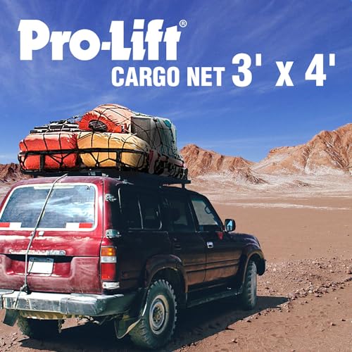 Pro - Lift Truck Bed Net – 3' x 4' Cargo Netting Stretches to 6' x 8' Square mesh Grid 4” x 4” - Pro - Lift