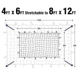 Pro Lift Truck Bed Net – 4' x 6' Cargo Netting Stretches to 8' x 12' Square mesh Grid 4” x 4” - Pro - Lift