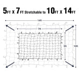 Pro - Lift Truck Bed Net – 5' x 7' Cargo Netting Stretches to 10' x 14' Square mesh Grid 6” x 6” - Pro - Lift