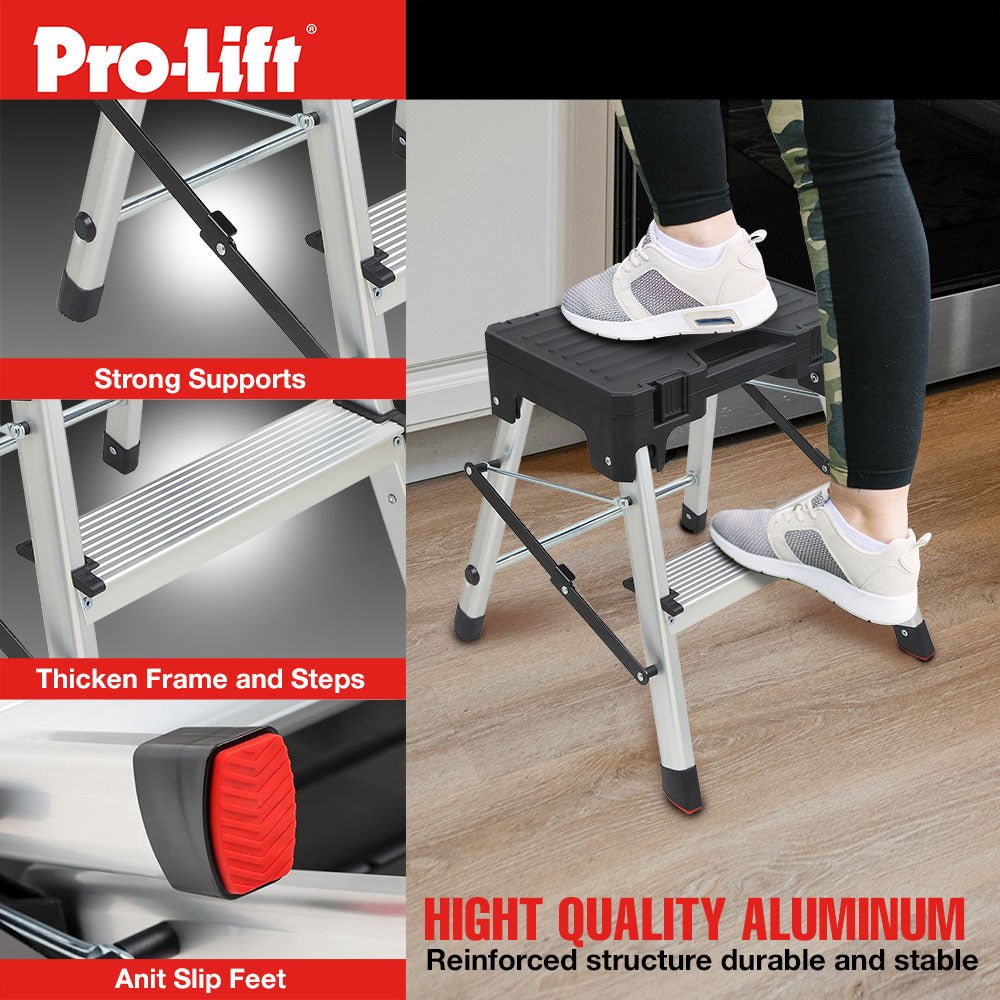 Pro - Lift Two Step Ladder with Storage - Pro - Lift