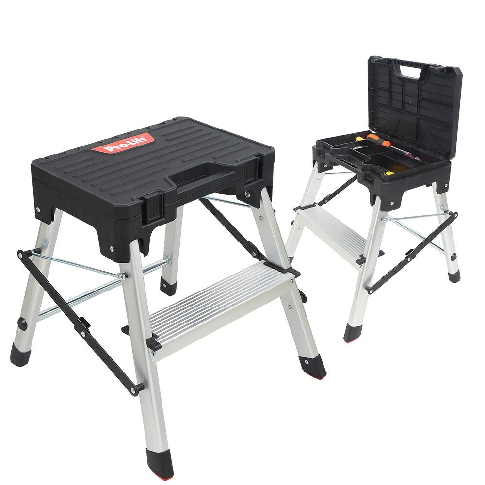 Pro - Lift Two Step Ladder with Storage - Pro - Lift