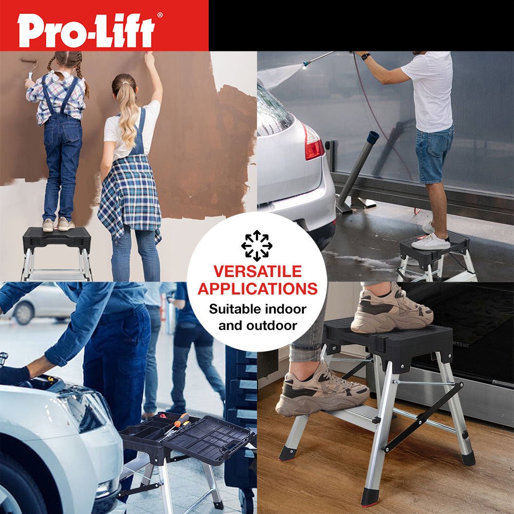 Pro - Lift Two Step Ladder with Storage - Pro - Lift