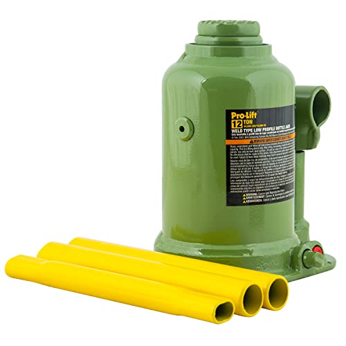 Pro - Lift Welded Bottle Jack 12 Ton - Low Profile (24,000 Lbs) Capacity Hydraulic Lifting with Side Pump Two - Piece Handle - Pro - Lift