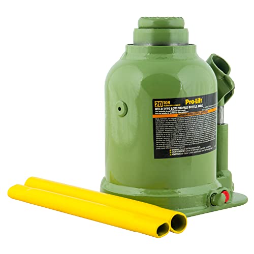 Pro - Lift Welded Bottle Jack 20 Ton - Low Profile (40,000 Lbs) Capacity Hydraulic Lifting with Side Pump Two - Piece Handle - Pro - Lift