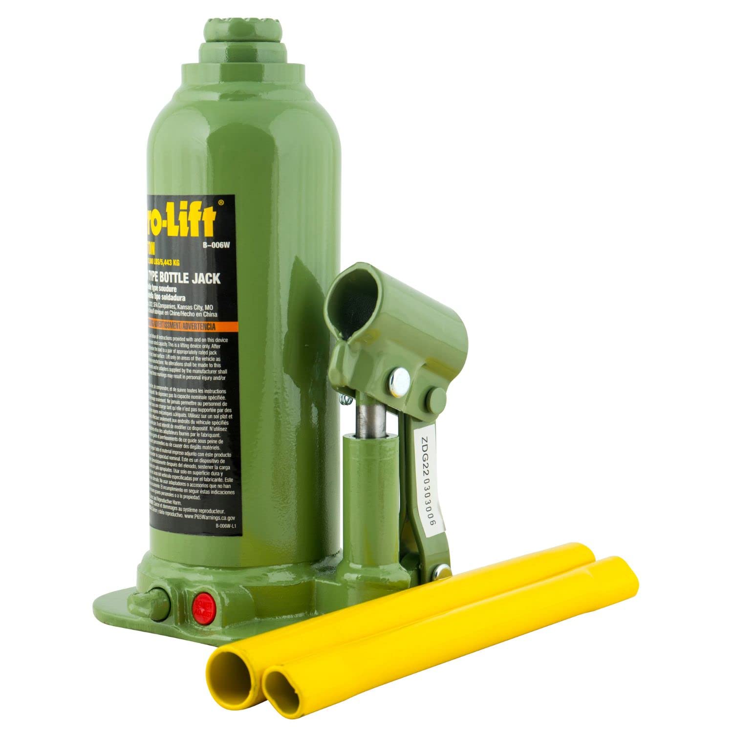 Pro - Lift Welded Bottle Jack 4 Ton - (8,000 Lbs) Capacity Hydraulic Lifting with Side Pump Two - Piece Handle - Pro - Lift