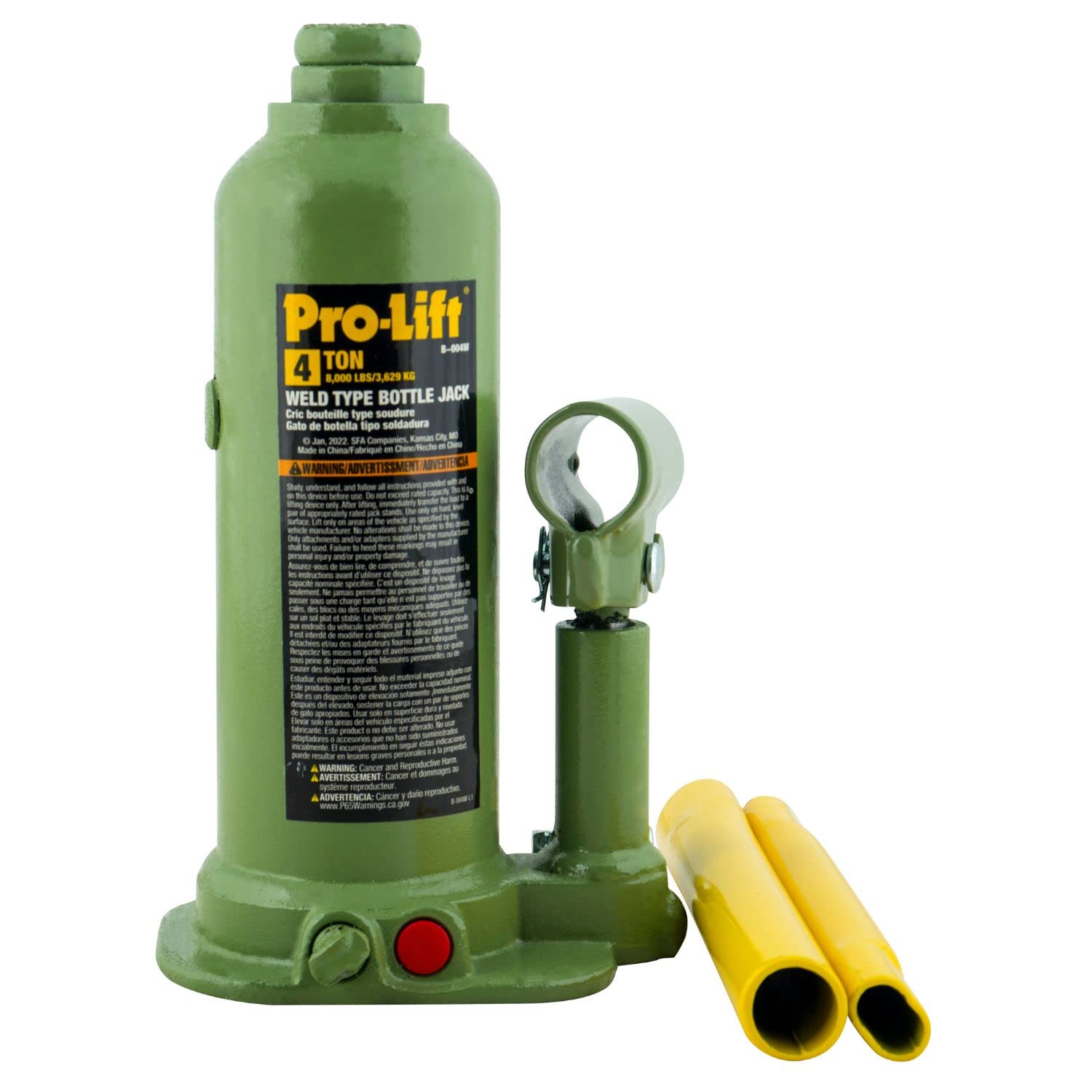 Pro - Lift Welded Bottle Jack 4 Ton - (8,000 Lbs) Capacity Hydraulic Lifting with Side Pump Two - Piece Handle - Pro - Lift